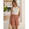 imageANRABESS Linen Shorts for Women Casual Summer High Waisted Wide Leg Lounge Beach Vacation Shorts with Pockets 2026 SpringRust Red