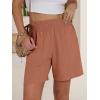 imageANRABESS Linen Shorts for Women Casual Summer High Waisted Wide Leg Lounge Beach Vacation Shorts with Pockets 2026 SpringRust Red