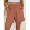 imageANRABESS Linen Shorts for Women Casual Summer High Waisted Wide Leg Lounge Beach Vacation Shorts with Pockets 2026 SpringRust Red