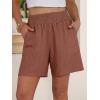 imageANRABESS Linen Shorts for Women Casual Summer High Waisted Wide Leg Lounge Beach Vacation Shorts with Pockets 2026 SpringRust Red
