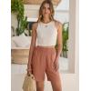 imageANRABESS Linen Shorts for Women Casual Summer High Waisted Wide Leg Lounge Beach Vacation Shorts with Pockets 2026 SpringRust Red