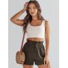imageANRABESS Linen Shorts for Women Summer Casual Wide Leg Loose High Waist Drawstring Dressy Shorts 2026 Beach Vacation ClothesCoffee