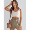 imageANRABESS Linen Shorts for Women Summer Casual Wide Leg Loose High Waist Drawstring Dressy Shorts 2026 Beach Vacation ClothesLight Brown