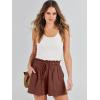 imageANRABESS Linen Shorts for Women Summer Casual Wide Leg Loose High Waist Drawstring Dressy Shorts 2026 Beach Vacation ClothesRed Brown