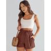 imageANRABESS Linen Shorts for Women Summer Casual Wide Leg Loose High Waist Drawstring Dressy Shorts 2026 Beach Vacation ClothesRed Brown