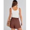 imageANRABESS Linen Shorts for Women Summer Casual Wide Leg Loose High Waist Drawstring Dressy Shorts 2026 Beach Vacation ClothesRed Brown
