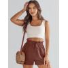 imageANRABESS Linen Shorts for Women Summer Casual Wide Leg Loose High Waist Drawstring Dressy Shorts 2026 Beach Vacation ClothesRed Brown