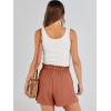 imageANRABESS Linen Shorts for Women Summer Casual Wide Leg Loose High Waist Drawstring Dressy Shorts 2026 Beach Vacation ClothesRust