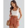 imageANRABESS Linen Shorts for Women Summer Casual Wide Leg Loose High Waist Drawstring Dressy Shorts 2026 Beach Vacation ClothesRust