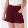 imageANRABESS Shorts for Women Summer Casual High Waist Drawstring Comfy Dressy Lounge 2026 Beach Vacation Shorts with PocketsBurgundy