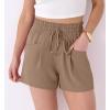 imageANRABESS Shorts for Women Summer Casual High Waist Drawstring Comfy Dressy Lounge 2026 Beach Vacation Shorts with PocketsLight Camel
