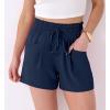 imageANRABESS Shorts for Women Summer Casual High Waist Drawstring Comfy Dressy Lounge 2026 Beach Vacation Shorts with PocketsNavy Blue