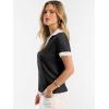 imageANRABESS Women Short Sleeve Sweater Wool Blend Polo V Neck Shirts Summer Dressy Top Business Casual Spring Vacation ClothesBlack White