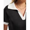 imageANRABESS Women Short Sleeve Sweater Wool Blend Polo V Neck Shirts Summer Dressy Top Business Casual Spring Vacation ClothesBlack White