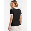 imageANRABESS Women Short Sleeve Sweater Wool Blend Polo V Neck Shirts Summer Dressy Top Business Casual Spring Vacation ClothesBlack White