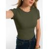 imageANRABESS Women Short Sleeve Tops Summer 2026 Double Lined Crewneck T Shirt Basic Tight Workout Tee Y2k ClothesArmy Green
