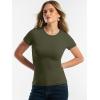 imageANRABESS Women Short Sleeve Tops Summer 2026 Double Lined Crewneck T Shirt Basic Tight Workout Tee Y2k ClothesArmy Green