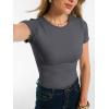 imageANRABESS Women Short Sleeve Tops Summer 2026 Double Lined Crewneck T Shirt Basic Tight Workout Tee Y2k ClothesGrey