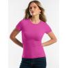 imageANRABESS Women Short Sleeve Tops Summer 2026 Double Lined Crewneck T Shirt Basic Tight Workout Tee Y2k ClothesHot Pink