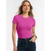 imageANRABESS Women Short Sleeve Tops Summer 2026 Double Lined Crewneck T Shirt Basic Tight Workout Tee Y2k ClothesHot Pink