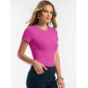imageANRABESS Women Short Sleeve Tops Summer 2026 Double Lined Crewneck T Shirt Basic Tight Workout Tee Y2k ClothesHot Pink