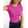 imageANRABESS Women Short Sleeve Tops Summer 2026 Double Lined Crewneck T Shirt Basic Tight Workout Tee Y2k ClothesHot Pink