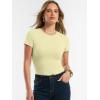 imageANRABESS Women Short Sleeve Tops Summer 2026 Double Lined Crewneck T Shirt Basic Tight Workout Tee Y2k ClothesLemon