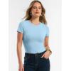 imageANRABESS Women Short Sleeve Tops Summer 2026 Double Lined Crewneck T Shirt Basic Tight Workout Tee Y2k ClothesLight Blue