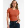 imageANRABESS Women Short Sleeve Tops Summer 2026 Double Lined Crewneck T Shirt Basic Tight Workout Tee Y2k ClothesOrange