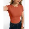 imageANRABESS Women Short Sleeve Tops Summer 2026 Double Lined Crewneck T Shirt Basic Tight Workout Tee Y2k ClothesOrange