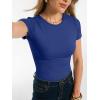imageANRABESS Women Short Sleeve Tops Summer 2026 Double Lined Crewneck T Shirt Basic Tight Workout Tee Y2k ClothesRoyal Blue