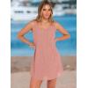 imageANRABESS Womens Cover Up 2026 Beach Vacation Tank Dress Eyelet Spaghetti Strap Bathing Suit Summer Swimsuits Mini SundressCoral