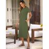 imageANRABESS Womens Midi DressSummer Long Tshirts DressesShort Sleeve Split StripeComfy Travel Beach Vacation Casual WearArmy Green