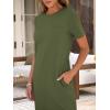imageANRABESS Womens Midi DressSummer Long Tshirts DressesShort Sleeve Split StripeComfy Travel Beach Vacation Casual WearArmy Green