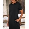 imageANRABESS Womens Midi DressSummer Long Tshirts DressesShort Sleeve Split StripeComfy Travel Beach Vacation Casual WearBlack