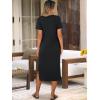 imageANRABESS Womens Midi DressSummer Long Tshirts DressesShort Sleeve Split StripeComfy Travel Beach Vacation Casual WearBlack