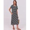 imageANRABESS Womens Midi DressSummer Long Tshirts DressesShort Sleeve Split StripeComfy Travel Beach Vacation Casual WearBlack White Stripe