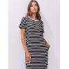 imageANRABESS Womens Midi DressSummer Long Tshirts DressesShort Sleeve Split StripeComfy Travel Beach Vacation Casual WearBlack White Stripe