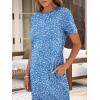 imageANRABESS Womens Midi DressSummer Long Tshirts DressesShort Sleeve Split StripeComfy Travel Beach Vacation Casual WearBlue White Floral