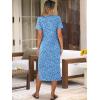 imageANRABESS Womens Midi DressSummer Long Tshirts DressesShort Sleeve Split StripeComfy Travel Beach Vacation Casual WearBlue White Floral