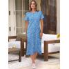 imageANRABESS Womens Midi DressSummer Long Tshirts DressesShort Sleeve Split StripeComfy Travel Beach Vacation Casual WearBlue White Floral