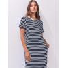 imageANRABESS Womens Midi DressSummer Long Tshirts DressesShort Sleeve Split StripeComfy Travel Beach Vacation Casual WearBlue White Stripe