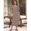 imageANRABESS Womens Midi DressSummer Long Tshirts DressesShort Sleeve Split StripeComfy Travel Beach Vacation Casual WearBrown White Stripe