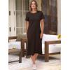 imageANRABESS Womens Midi DressSummer Long Tshirts DressesShort Sleeve Split StripeComfy Travel Beach Vacation Casual WearCoffee