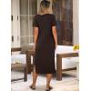 imageANRABESS Womens Midi DressSummer Long Tshirts DressesShort Sleeve Split StripeComfy Travel Beach Vacation Casual WearCoffee