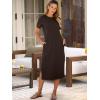imageANRABESS Womens Midi DressSummer Long Tshirts DressesShort Sleeve Split StripeComfy Travel Beach Vacation Casual WearCoffee