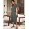 imageANRABESS Womens Midi DressSummer Long Tshirts DressesShort Sleeve Split StripeComfy Travel Beach Vacation Casual WearGray