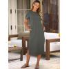 imageANRABESS Womens Midi DressSummer Long Tshirts DressesShort Sleeve Split StripeComfy Travel Beach Vacation Casual WearGray