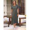 imageANRABESS Womens Midi DressSummer Long Tshirts DressesShort Sleeve Split StripeComfy Travel Beach Vacation Casual WearGray