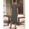imageANRABESS Womens Midi DressSummer Long Tshirts DressesShort Sleeve Split StripeComfy Travel Beach Vacation Casual WearGray
